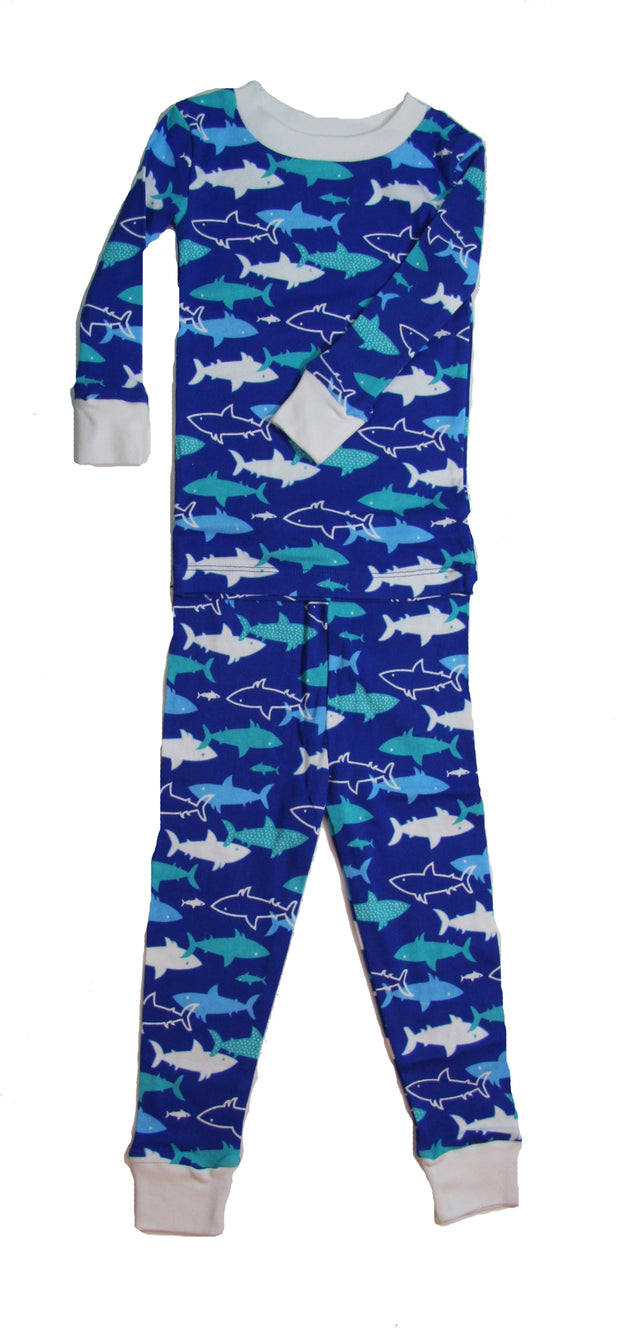 Sharks Blue Organic Cotton Pajamas