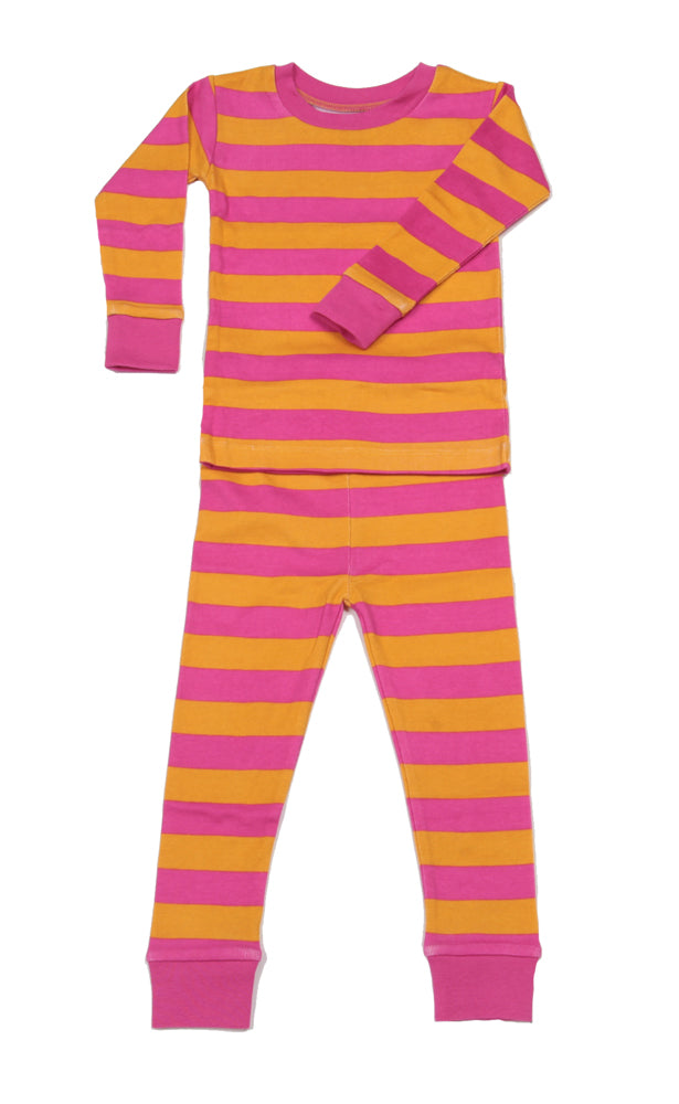 Classic Stripes Organic Pajamas Pink/Orange