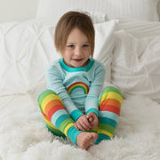 Applique Rainbow Stripes Organic Cotton Pajamas