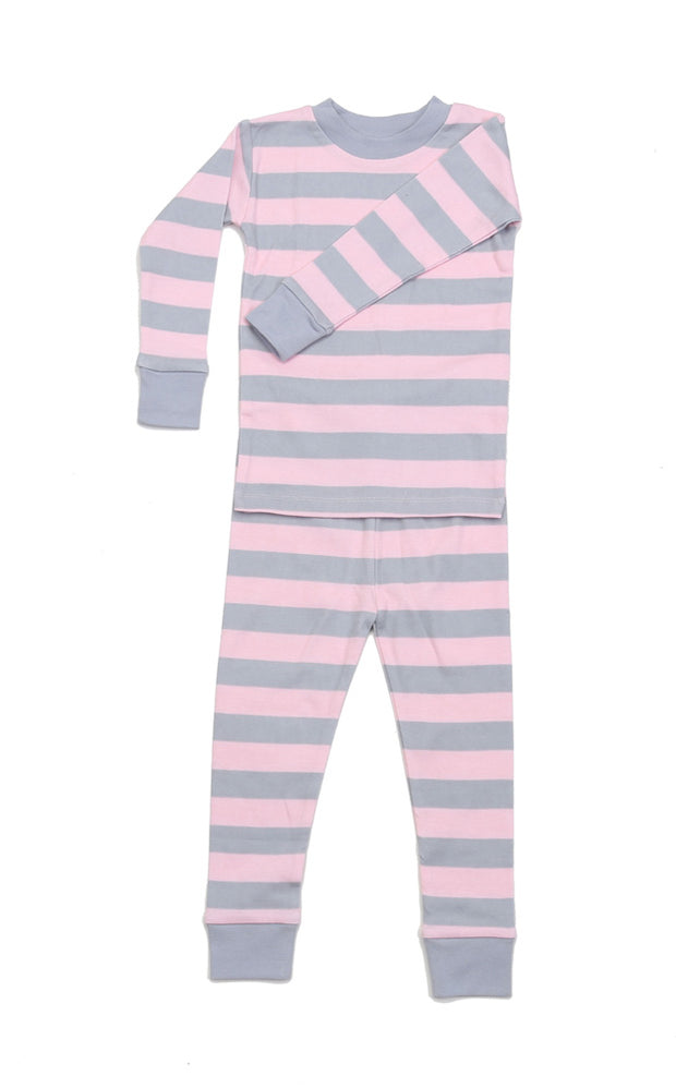 Classic Stripes Organic Cotton Pajamas Pink/Grey