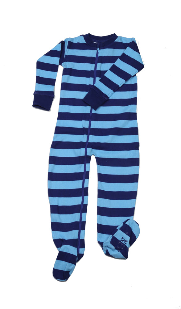 Classic Stripes Toddler Footie Blue