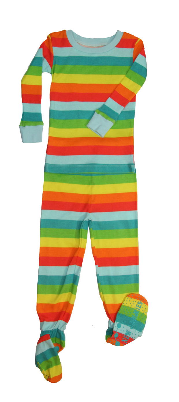 Rainbow Stripes Organic Cotton Footed PJ Set