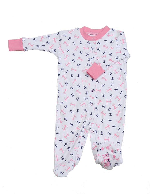 Anchors Aweigh Pink Organic Footie