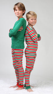 Christmas Stripes Solid Top Pajamas