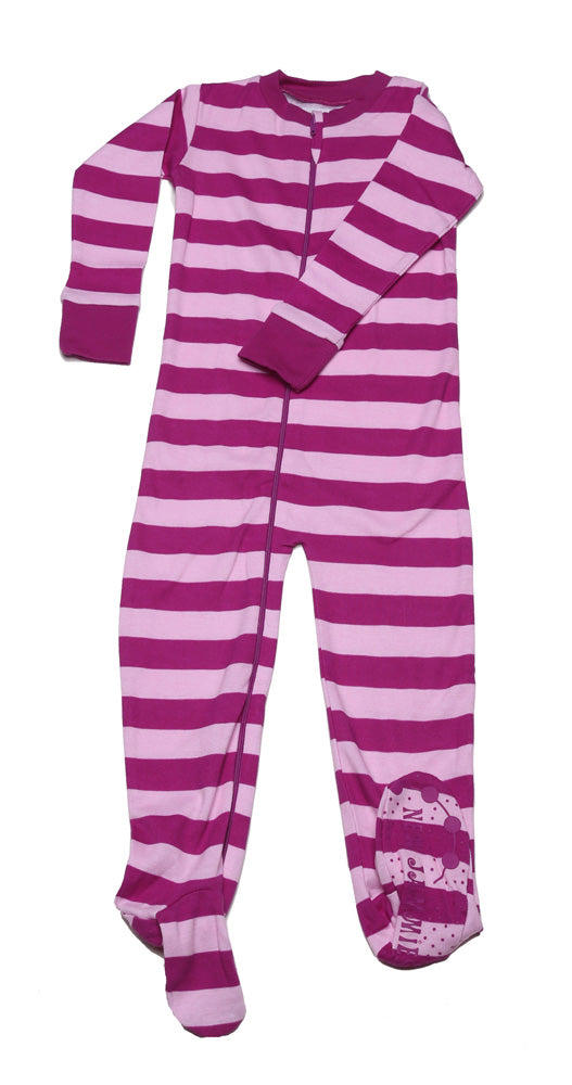 Classic Stripes Toddler Footie Mulberry