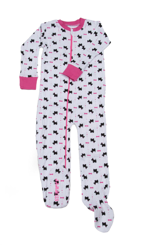 Scotties and Bows Toddler Footie