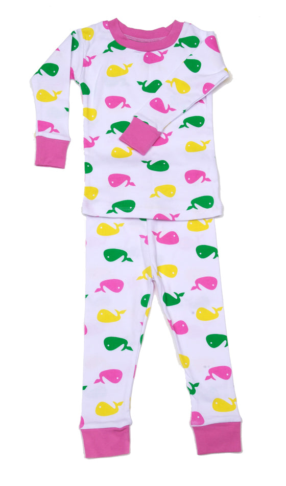Whale Organic Cotton Pajamas Pink